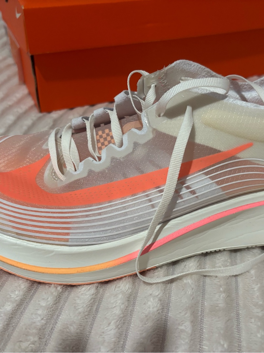 Nike Women’s Athletic Shoe — White with Neon Orange Accents - Picture 3 of 4